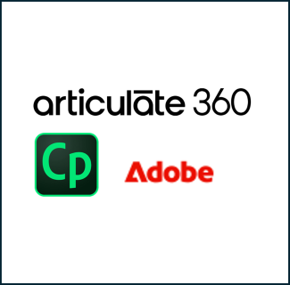 eLearning Development logos for Articulate 360 and Adobe Captivate